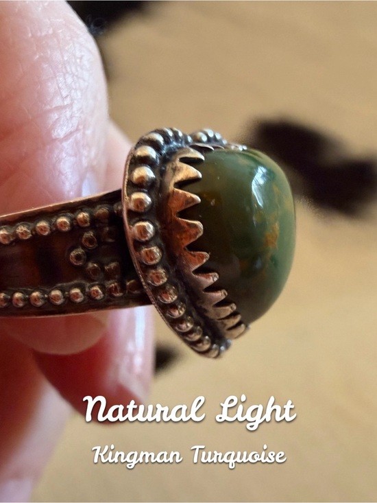 Hand Crafted Jewelry - ❤️ Kingman Green Turquoise Heart Sterling Silver Navajo Style Western Ring SZ 7